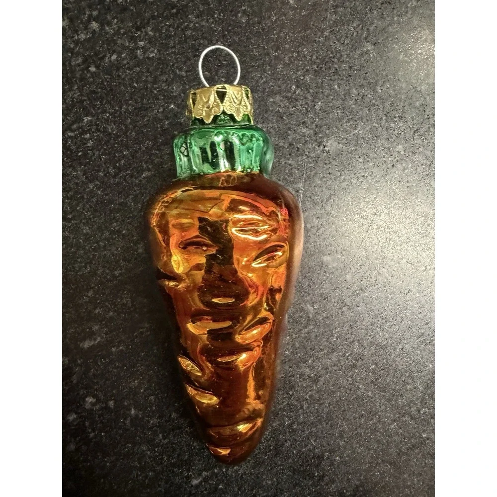 Vintage Blown Glass Vegetable Christmas Ornaments Set of 3 Carrot Pepper Corn 4